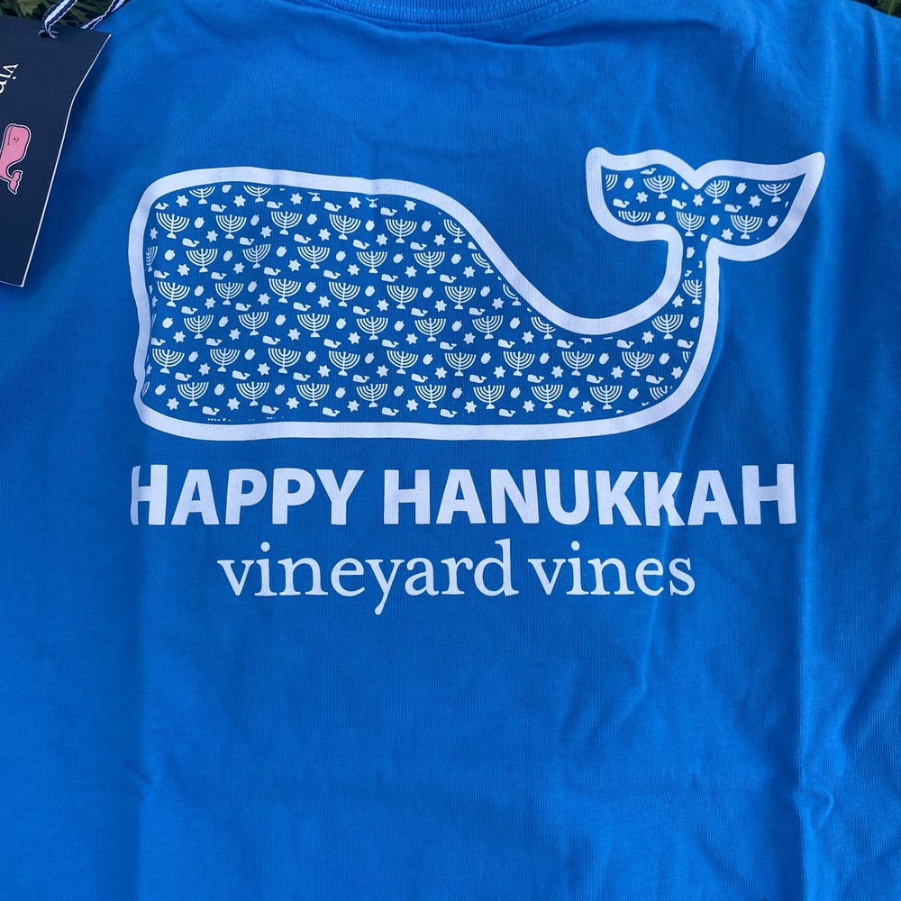 NWT Vineyard Vines Kids Happy Hanukkah Whale Long Sleeve T-Shirt (XL/18) - Picture 4 of 9